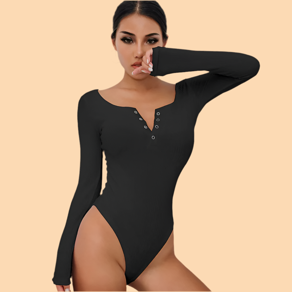 GlowFit | Long-Sleeve Knit Bodysuit