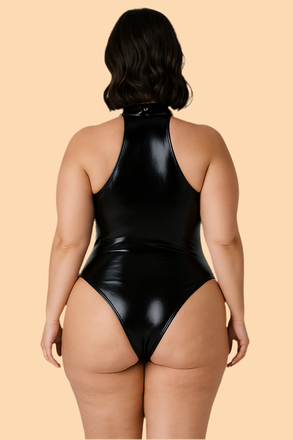 Sculpted Allure | Faux Leather Bodysuit