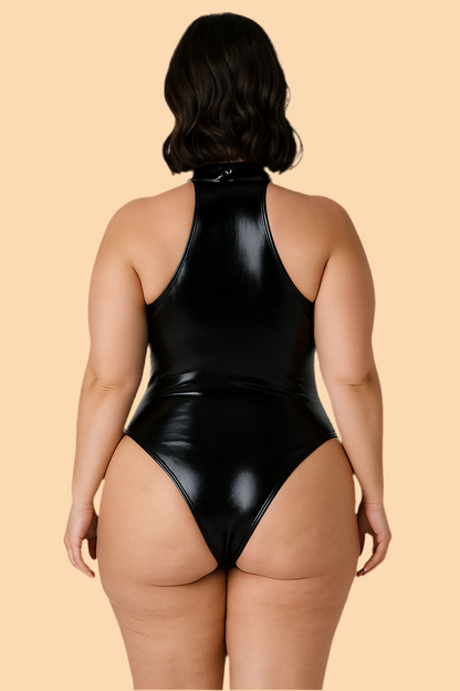 Sculpted Allure | Faux Leather Bodysuit